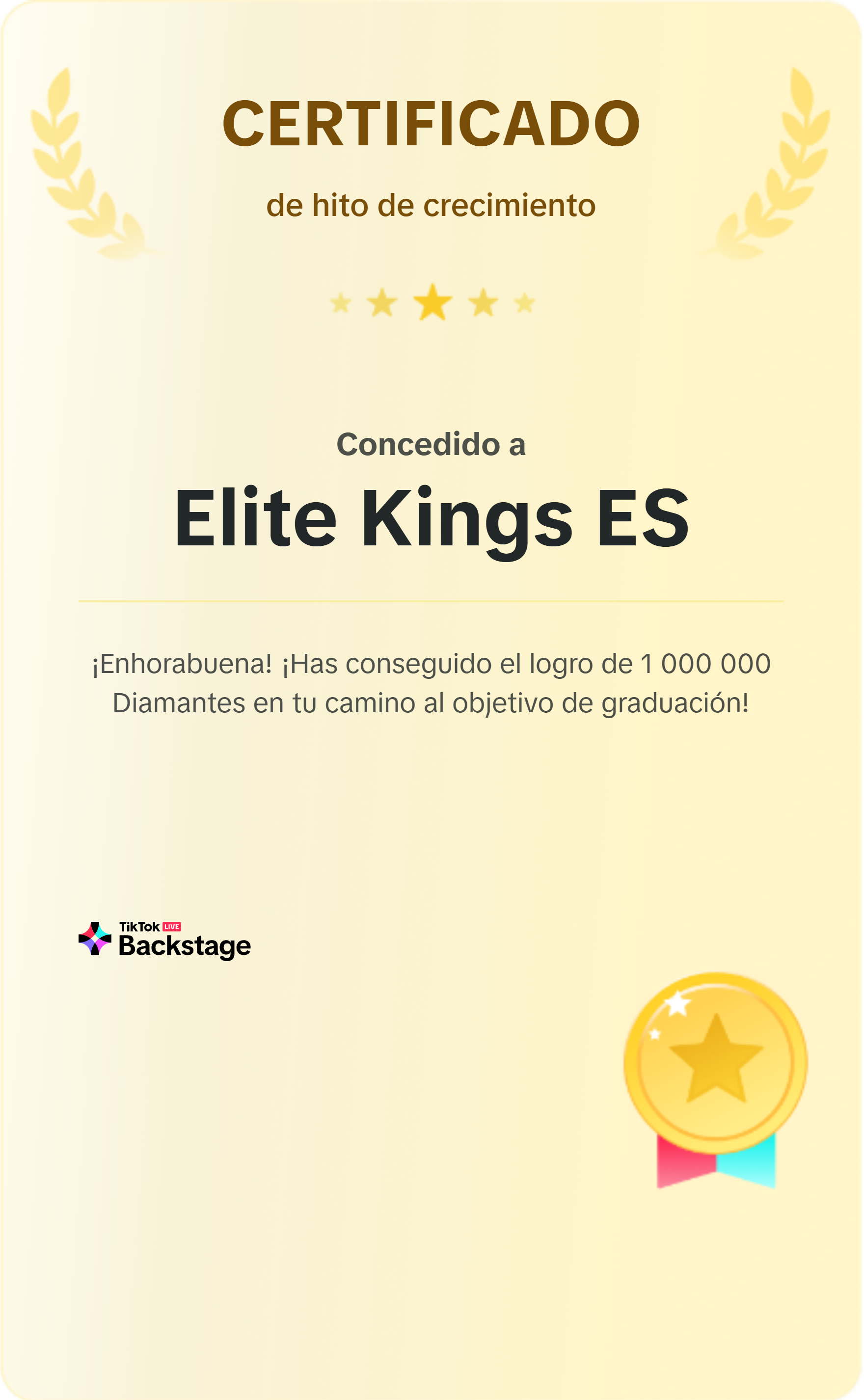 Certificado oficial TikTok 1 milhão