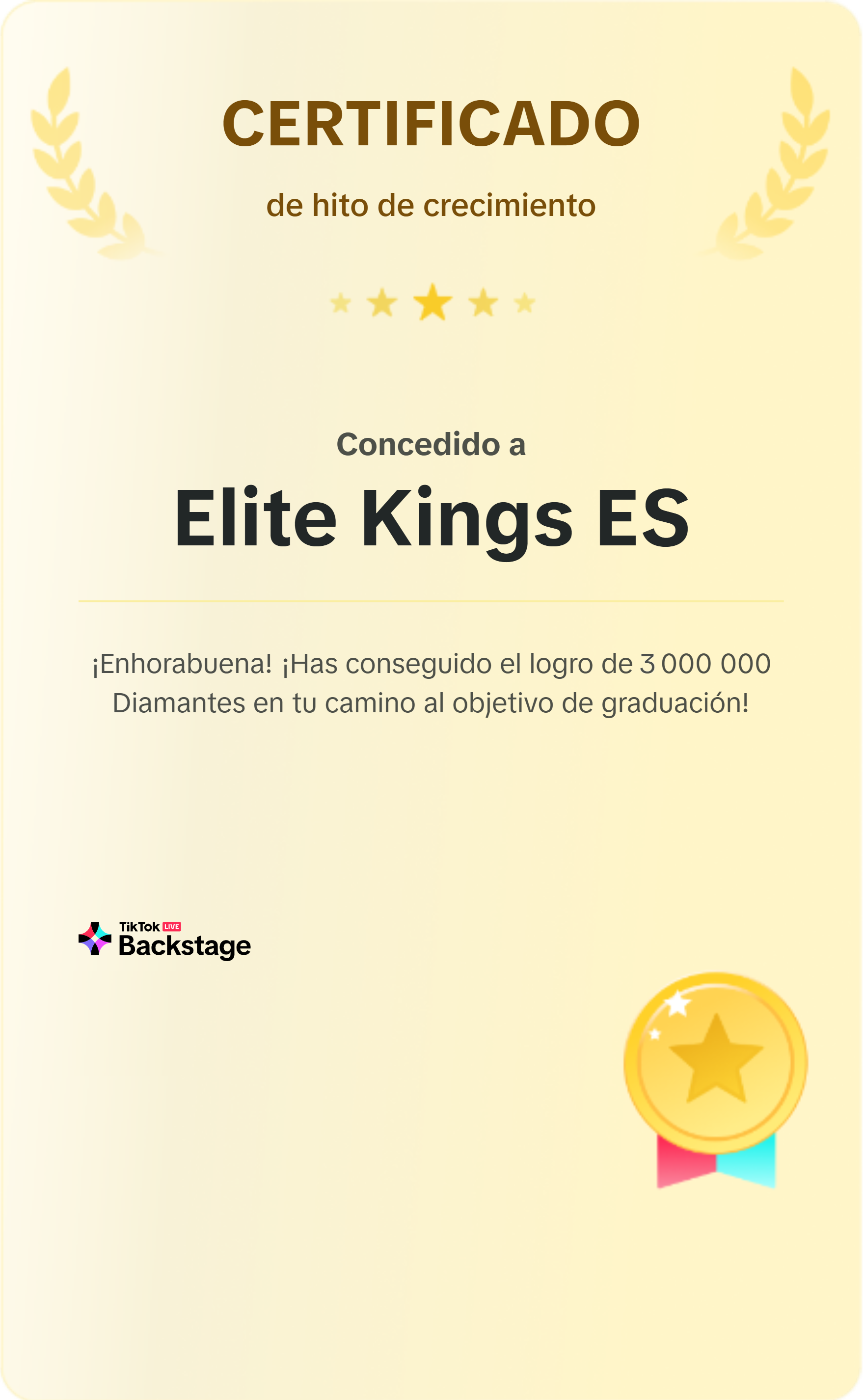 Certificado oficial TikTok 3 milhões